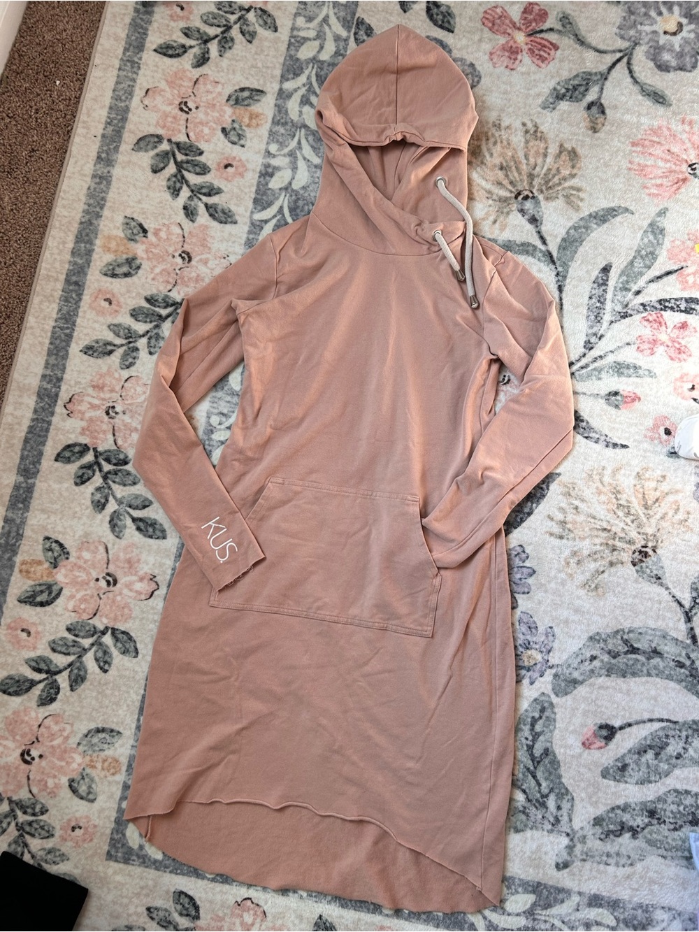 Dusty Rose Cozy Hooded Sweatshirt Dress- TALL Small/Medium by KUS.